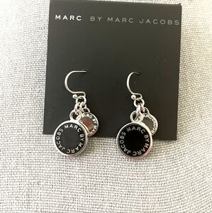 New Marc by Marc Jacobs Black and Silver Logo Earrings And Bracelet